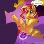 2girls breasts equestria_girls friendship_is_magic keishinkae multiple_girls my_little_pony sunset_shimmer text twilight_sparkle_(mlp) underwear