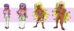  1girl 2019 areola bimbo bimbofication blonde_hair breast_growth breast_hold nipples oc original original_character purple_hair pussy ripped_clothing sequence thatfreakgivz transformation 