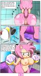 2013 amy_rose anus ass back big_breasts breasts comic dialog female fog furry gloves hedgehog nipples nobody147 nude pink_fur pussy raised_tail sega shower sonic sonic_(series) steam tail text towel water wet