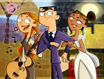  breasts brick_(tdi) brown_hair brown_skin cartoon_network courtney_(tdi) curly_hair green_eyes guitar hourglass_figure izzy_(tdi) latina musical_note orange_hair romanticstyle_(artist) teeth thick_ass thick_legs thick_thighs total_drama_island wedding_dress 