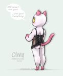 animal_crossing ass blush bottomless cat feline female half-dressed looking_at_viewer mecharm nintendo olivia raised_tail solo tail