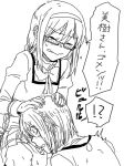 2girls akemi_homura blush braid cum cum_in_mouth fellatio futa_with_female futanari glasses hair_ornament hairclip hand_on_another's_head hand_on_head hands_on_another's_head hands_on_head head_grab mahou_shoujo_madoka_magica miki_sayaka monochrome multiple_girls oral school_uniform semi-rimless_glasses short_hair torinone twin_braids under-rim_glasses wavy_mouth