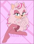  artist_name cute fan_character grin nude nude_pose pantyhose pink_background pink_fur scarla_the_hedgehog sega skorrix_(artist) sonic_(series) sonic_oc 