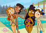  anne_maria_(tdi) blue_eyes breasts brown_hair cartoon_network cody_(tdi) curly_hair green_eyes hourglass_figure izzy_(tdi) mike_(tdi) navel orange_hair romanticstyle_(artist) teeth thick_ass thick_legs thick_thighs total_drama_island 