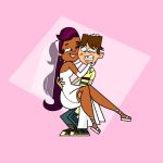  black_eyes brown_hair cartoon_network cody_(tdi) dark-skinned_female dark_skin hourglass_figure long_hair purple_hair sierra_(tdi) thick_ass thick_legs thick_thighs total_drama_island 