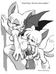 anthro bat blush breasts butt canine cum female fox furry male male/female miles_"tails"_prower monochrome nude penetration penis pussy rouge_the_bat sega sex sideboob sonic sonic_(series) sucking sweat tail text vaginal vaginal_insertion vaginal_penetration vixentamer vixentamer_(artist) wings