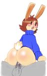 1girl anthro ass bunny_girl cum cute looking_back noill penis sweater tail vaginal