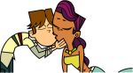  black_eyes brown_hair cartoon_network closed_eyes cody_(tdi) dark-skinned_female dark_skin hourglass_figure navel purple_hair sierra_(tdi) thick_ass thick_legs thick_thighs total_drama_island 