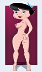 1girl ass betty_rubble black_hair breasts brunette erect_nipples female female_only looking_at_viewer nude solo standing the_flintstones thighs