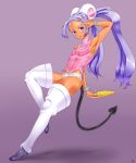 1girl dark_skin mirai_nikki muru-muru ponytail purple_eyes purple_hair solo tail