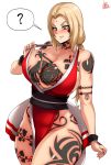 1girl alternate_costume big_breasts breasts cosplay impossible_clothes japanese_clothes king_of_fighters mai_shiranui naruto_shippuden revealing_clothes tattoo tsunade