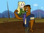 blonde_hair blue_eyes dark_skin dawn_(tdi) duo lightning_(tdi) tagme teeth total_drama_island