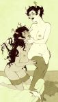  black_hair homestuck kanaya_maryam panties pussy sex vriska_serket yuri 