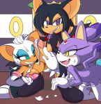 anthro areola bat big_breasts blaze_the_cat breasts cat cloudz cum_drip erect_nipples erection feline female furry handjob male nipples penis precum rouge_the_bat sega sex sonic_(series) threesome