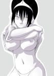 1girl avatar:_the_last_airbender big_breasts breasts female_only maydrawfag monochrome tagme toph_bei_fong undressing