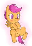  bad_anatomy foalcon friendship_is_magic hair magenta_hair my_little_pony navel pony purple_eyes pussy scootaloo shiny tail wings 