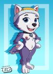 1girl anthro blue_eyes breasts canine collar dog_girl everest_(paw_patrol) fanart female_only furry hat jackintaro nipples paw_patrol pussy