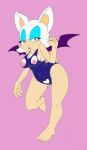 bat big_breasts breasts female green_eyes nipples one-piece_swimsuit pink_background plain_background rouge_the_bat sega solo sonic_(series) sonicboom53 swimsuit wings