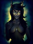  blue_eyes breasts female glasses hair homestuck horns lipstick long_hair nude vriska_serket 