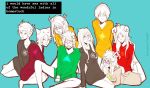 aradia_megido feferi_peixes female glasses half_naked homestuck hoodies jade_harley kanaya_maryam long_hair loonytwin nepeta_leijon rose_lalonde short_hair teen terezi_pyrope vriska_serket