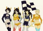  animal_ears female girls glasses homestuck horns jade_harley kanaya_maryam lipstick rose_lalonde shorts teen vriska_serket young 