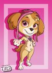 1girl anthro breasts canine collar dog_girl fanart female_only furry goggles goggles_on_head jackintaro nipples paw_patrol paws pink_eyes pussy skye_(paw_patrol)