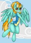  amber_eyes anthro clouds equine eyewear fist friendship_is_magic goggles grin hair horse lightning_dust looking_at_viewer miss-vani miss_vani my_little_pony orange_hair pegasus pony sky swimsuit wings wonderbolts_(mlp) 