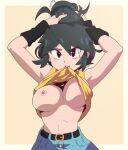 1girl 1girl big_breasts black_hair breasts heart heart-shaped_pupils high_resolution lucia_(scott_malin) nipples presenting presenting_breasts scott_malin seductive_look seductive_smile smile symbol-shaped_pupils teen teenage teenage_girl tying_hair