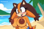 ai_generated beach breasts hot mobian_(species) mobians.ai sticks_the_jungle_badger watermark wet_body