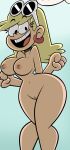 1girl beach blonde_hair curvy edit eyewear_on_head grimphantom hot leni_loud long_hair looking_at_viewer nipples nude smile sunglasses sunglasses_on_head the_loud_house vulva