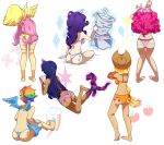 2012 applejack_(mlp) ass book bra buttcrack clothing cowboy_hat cutie_mark dress equine fluttershy_(mlp) friendship_is_magic glowing hair hat horn kuiox magic multicolor_hair multicolored_hair my_little_pony panties pegasus pink_hair pinkie_pie_(mlp) purple_hair rainbow_dash_(mlp) rainbow_hair rarity_(mlp) reading shirt socks sweater tan_skin thigh_highs thong toes twilight_sparkle_(mlp) two_tone_hair underwear undressing unicorn wings