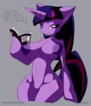 anthro areolae breasts cropped_legs cutie_mark english_text equine erect_nipples female friendship_is_magic gblastman horn horse huge_breasts large_breasts looking_at_viewer my_little_pony navel nipples nude pony purple_eyes pussy solo text twilight_sparkle_(mlp) two_tone_hair unicorn