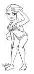 2013 4th_of_july american_flag_bikini bikini breasts cleavage disney long_hair monochrome phineas_and_ferb print_bikini smile solo vanessa_doofenshmirtz