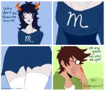  1girl aranea_serket dress eyes female homestuck horns john_egbert long_hair male nosebleed 