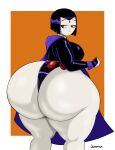 1girl ass ass_focus big_ass big_breasts bottom_heavy breasts bubble_ass bubble_butt cartoon_network dat_ass dc_comics huge_ass hyper hyper_ass jarsman_(artist) leotard massive_ass plump plump_ass purple_hair rachel_roth raven_(dc) shiny_clothes short_hair standing teen_titans teen_titans_go thick_thighs thunder_thighs voluptuous