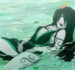 black_dress breasts dress female hair homestuck horns lipstick long_hair partially_submerged piercing porrim_maryam water web_address web_address_without_path