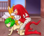 1girl all_fours ass bisexual blush breasts cosmo_the_seedrian cum cum_in_ass doggy_position french_kiss hugging kissing knuckles_the_echidna miles_"tails"_prower nipples nude oyashiro_thr43 penis saliva sega sonic_(series) sonic_boom sonic_x tongue_out vaginal_penetration