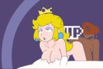 1boy 1girl 1up ahegao animated animated_gif bouncing_breasts breasts crown gameplay_mechanics gif hat high_heels jewelry lowres mario mario_(series) minus8 nintendo nude orgasm princess_peach sex super_mario_bros.