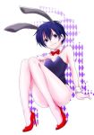 1boy androgynous animal_ears bare_arms bare_legs bare_shoulders black_eyes black_hair blush bow bowtie bunny_boy bunny_ears bunnysuit clothing crossdressing footwear gay girly high_heels high_resolution keishi_(trap) kirito legs leotard male male_focus otoko_no_ko playboy_bunny shoes short_hair solo sword_art_online trap wrist_cuffs