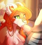 2013 aimi ambiguous_species anthro areola bodily_fluids breasts brown_body brown_fur cum cum_in_mouth cum_inside digital_media_(artwork) domestic_ferret dragon duo erection fellatio female female_penetrated ferrit fur genital_fluids genitals green_eyes hair hi_res hybrid male male/female male_penetrating male_penetrating_female mammal mustelid musteline mythological_creature mythological_scalie mythology nipples nude oral oral_penetration orange_hair penetration penile penis scales scalie sex shaded stripes true_musteline weasel white_body white_fur yellow_body yellow_scales