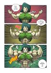 abs back closed_eyes comic disney flex flexing front_double_biceps green_eyes grin growth kartoon_warz_#3:_preparing_the_battleground long_hair muscle muscle_growth muscular muscular_female navel reddyheart shego veins