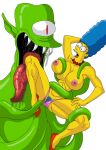 alien cartoon_milf cssp huge_breasts imminent_rape kang marge_simpson tentacle the_simpsons undressing_another white_background yellow_skin