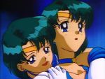 2girls :d :o ami_mizuno bishoujo_senshi_sailor_moon blue_eyes blue_hair choker clones collarbone earrings elbow_gloves from_behind gloves hair hug hug_from_behind hugging jewelry love magical_girl mizuno_ami multiple_girls naughty_face neck necklace ribbon sailor_mercury school_uniform selfcest serafuku short_hair smile super_sailor_mercury tiara upper_body white_gloves yuri