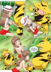  1boy 1girl breasts comic cum cum_on_breasts electabuzz fellatio female female_human female_human/male_pokemon handjob human/pokemon imminent_fellatio imminent_handjob interspecies leaf_(pokemon) leafs_adventure male male/female male_pokemon oral paizuri paizuri_under_clothes pokemon pokepornlive red_skirt shirt_lift shirt_removed skirt topless undressing 