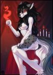 1_anthro 1_female 1_female_anthro 1_girl 4_toes 5_fingers anthro anthro_canine anthro_wolf black_hair breasts candle canine cute d-oublehelix featureless_crotch female female_anthro_wolf fire fur furry hot indoors long_hair looking_at_viewer magic nipples nude red_eyes sitting smile solo twilight-goddess wolf