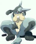 anus blush breasts cameltoe clothing female lucario nintendo nipples panties plain_background pokemon pussy red_eyes solo underwear utsuo-kami video_games white_background