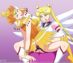 2_girls 2girls ass bishoujo_senshi_sailor_moon blonde blonde_hair blue_eyes blush boots clothed clothed_sex female female/female female_only galaxia gloves long_blonde_hair long_gloves long_hair long_twintails pussy pussy_juice sailor_galaxia sailor_moon serafuku strap-on tongue_out tsukino_usagi twin_tails usagi_tsukino vaginal vaginal_insertion vaginal_juices whentai wings yuri