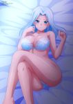 1_girl 1girl alluring bishoujo_senshi_sailor_moon blue_eyes bra breasts crossed_legs female female_only legs_crossed looking_at_viewer lying mostly_nude panties sailor_moon solo solo_female underwear underwear_only viluy white_hair zel-sama