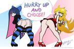 2_girls angel ass clothing dialogue english_text humanoid legwear panties panty_&_stocking_with_garterbelt panty_anarchy presenting_hindquarters sisters stocking_anarchy waifu2x wristwear zedrin