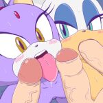  2_girls 3boys bat blaze_the_cat blush breasts cat edit excito fellatio furry licking_penis multiple_penises oral penis purple_fur rouge_the_bat sega sonic_(series) sonic_the_hedgehog_(series) tongue white_fur 